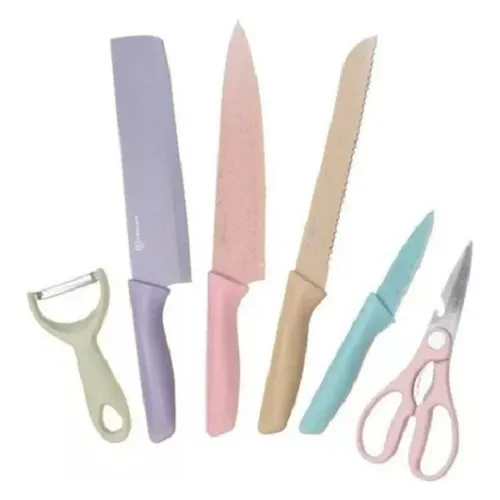 Set Juego Cuchillos Antiadherente  Profesional Tijera Cocina