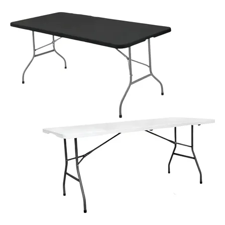 Mesa Dobrável Vira Maleta Com Alça Portátil 1,8 × 0,7m Para Camping Apartamentos Área De Lazer Camping Confraternizações Ambientes Corporativos Festas 150kg Zelt Preto