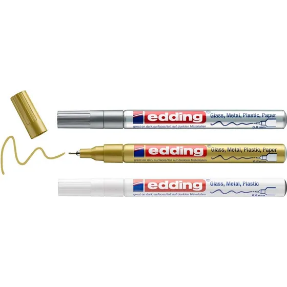 Marcadores Edding Set De 3 Unidades Punta 0.8mm Impermeab...