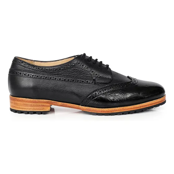 Zapato Cuero Mujer Chatita Abotinado Elegante Taco Briganti