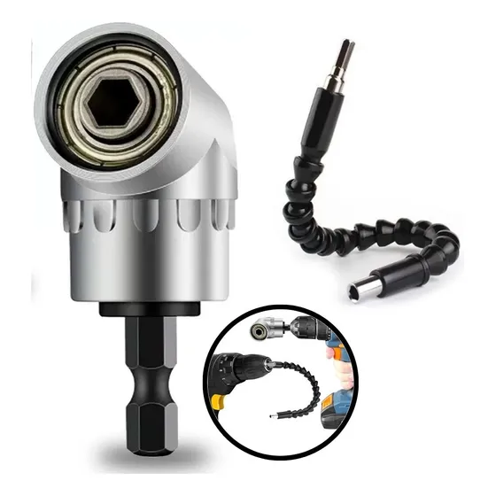 Cabo Extensor Flexível + Adaptador Angular P/ Parafusadeira 