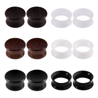 12pzs Expansor De Túnel Combinación Silicona Madera Piercing 12pzs Expansor De Túnel Combinación Silicona Madera Piercing