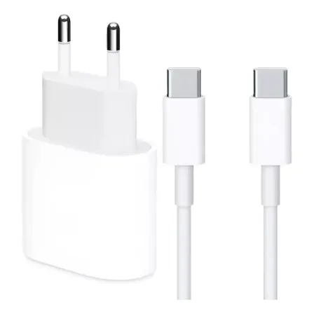 Cargador Original Para iPhone 15 16 Apple 20w + C A C 2 Mts Blanco