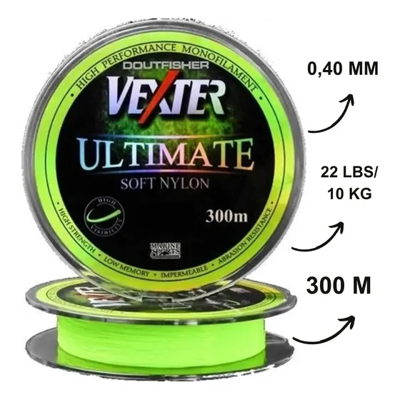 Linha Pesca Monofilamento Vexter Ultimate Verde 0,40mm 300mt Cor Verde Fluorescente