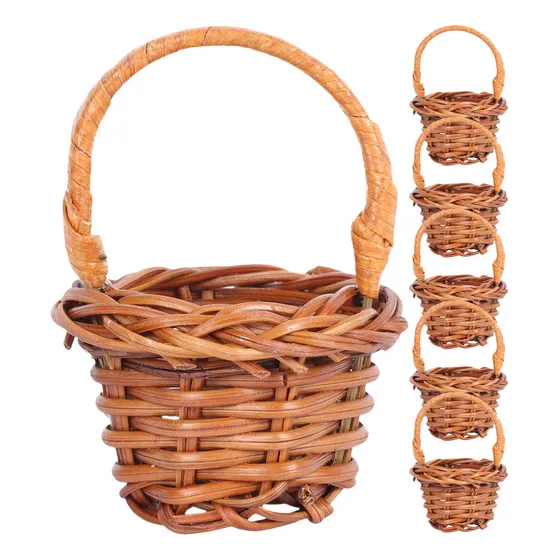 Cesta De Pícnic Pequeña, Minicesta De Compras, De Mimbre, 6