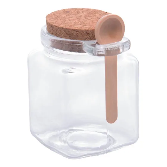 Lyor porta tempero saleiro vidro tampa bambu 310mL