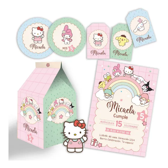 Kit Imprimible Kitty Personalizable Digital Cumpleaños
