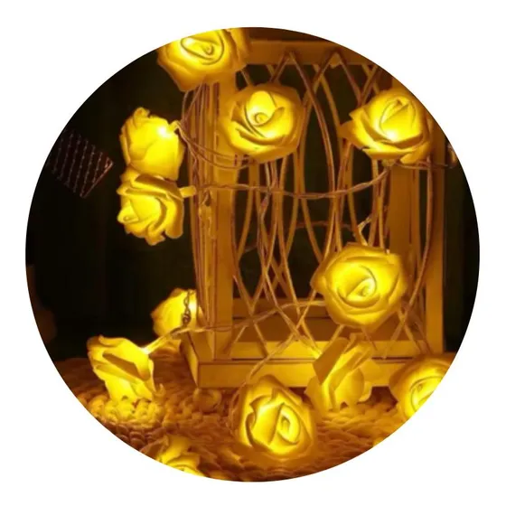 Guirnalda Luces Led Rosas Flores Luz Calido A Pila 3m