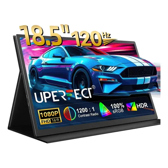 Monitor Portátil Uperfect 18.5" Full HD 120Hz, Para Gamer Com FreeSync e Alto-Falantes