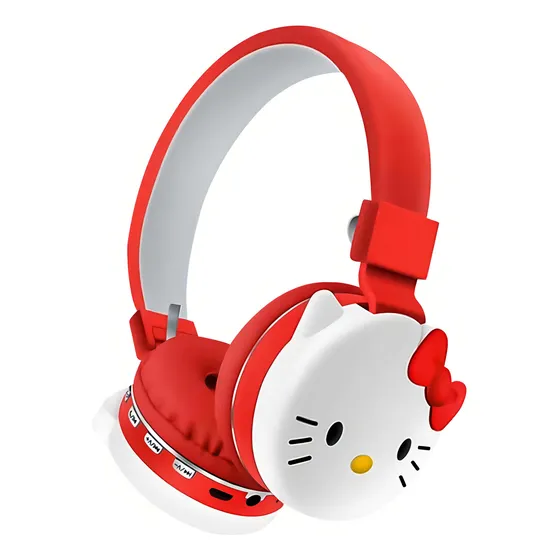 Audífonos Bluetooth De Diadema Hello Kitty Ah-806d Color Rojo