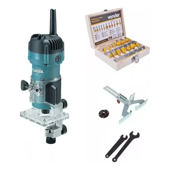Tupia Manual Makita Laminadora 530w M3700b + Kit Fresas 12pç