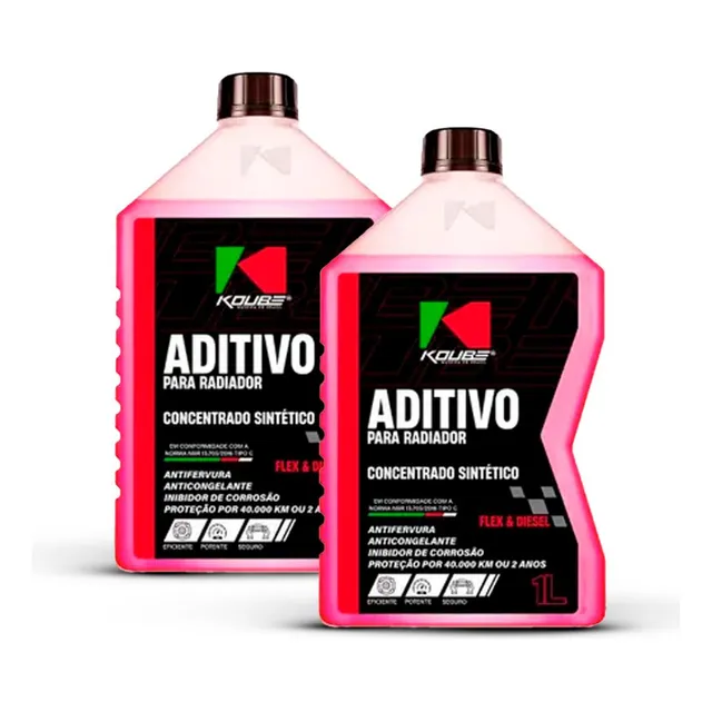 Kit Aditivo Fluido Radiador Concentrado 100% Sintetico Rosa