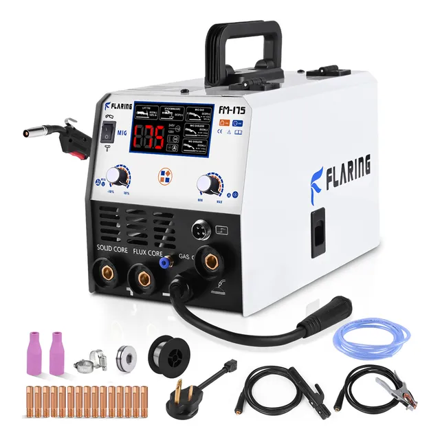Soldadora Mig 175a Inverter 5 En 1 MIG Gas/Gasless Flux MMA Tig