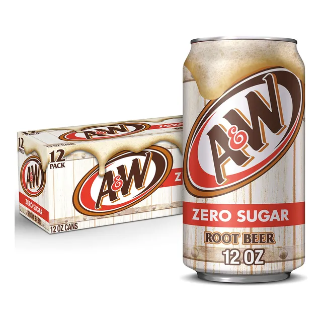 A&w Soda De Cerveza Sin Azucar, Latas De 12 Onzas Liquidas (