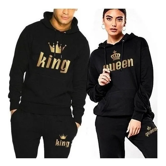 L Sudadera Con Capucha De Pareja + Pantalones Traje De 2