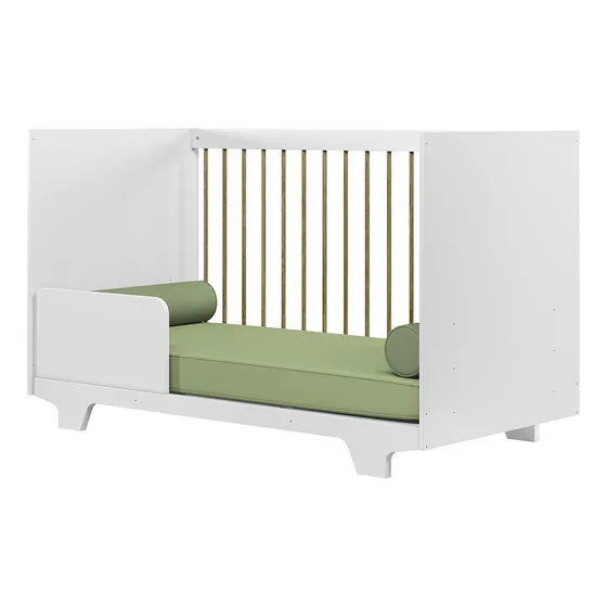 Mini Berço Cama Infantil Montessoriana Flocos Para Quarto Bebê Menina E Menino Com Grade Proteção Lateral Cor Branco
