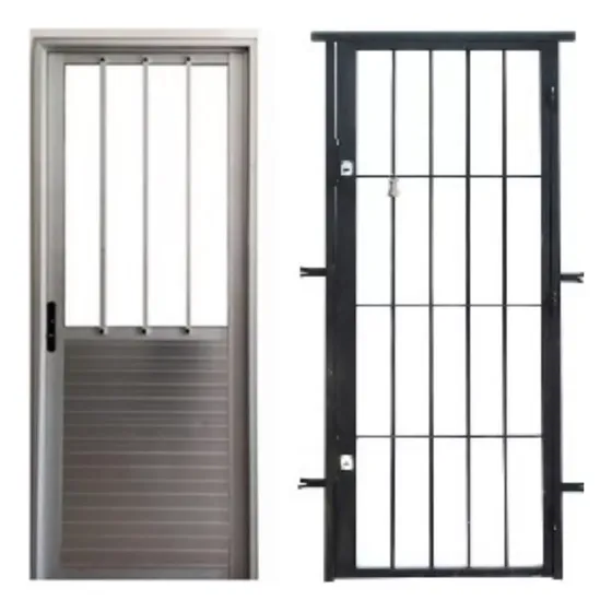 Puerta De Aluminio Exterior Con Puerta Reja Hierro