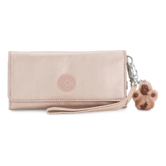 Kipling billetera rubi de nailon color quartz metallic 10cm x 19cm x 2.5cm