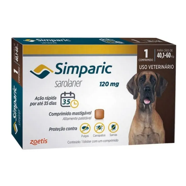 Simparic Zoetis Simparic 20mg Perro Marron 1 40.1 kg 60 kg 1 Unidad 1