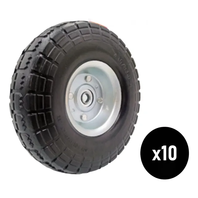 Caucho Rueda 10 Pulgadas Maciza Ring De Metal 5/8 Rolinera