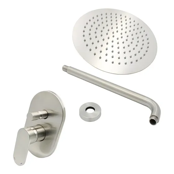 Regadera Redonda 25 Cm Monomando Desviador Satinado De Lujo