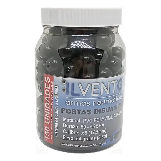  Postas Goma Pvc Calibre .68 17.5 Mm Ilvento Disuasiva X 150