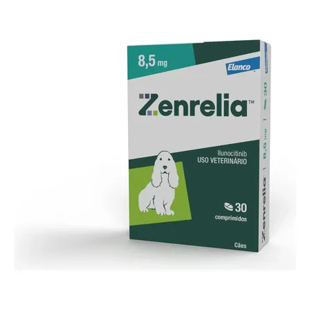 Zenrelia 8,5mg Elanco Dermatológico para Cães 30 Comprimidos Tratamento de Dermatite Canina Controle de Coceira e Inflamação