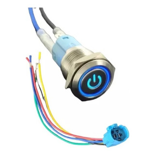 Botão Liga/desliga Led Azu Inox 16mm Com Trava E Chicote Botão Liga/desliga Led Azu Inox 16mm Com Trava E Chicote