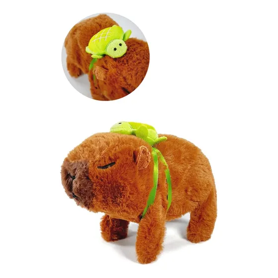 Capibara Peluche Camina Mueve El Hocico Sonido Sin Y C/luz Marrón Oscuro