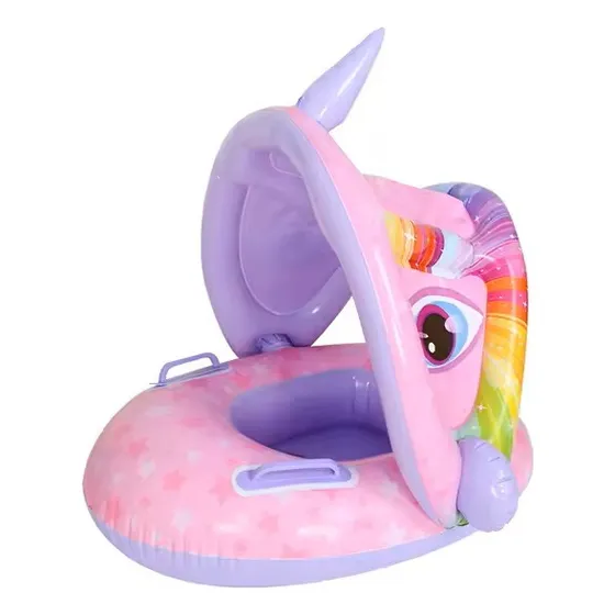 Flotador Para Niños Con Dosel, Unicornio Piscina Bebe