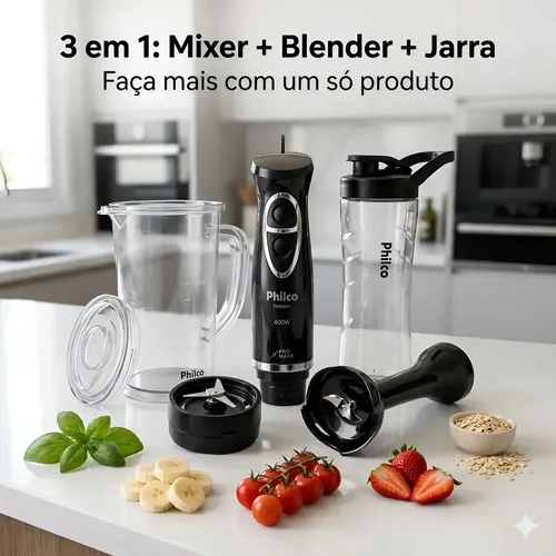 Mixer 3 Em 1 Gourmet Preto 350w Multi - Go007 Preto | MercadoLivre