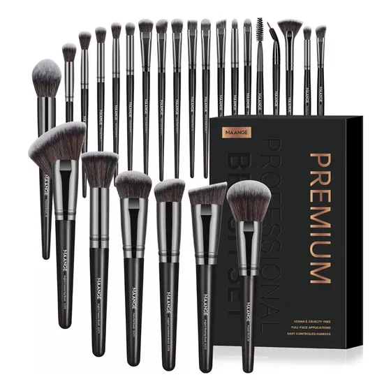 Juego De Brochas De Maquillaje Profesional De De Brochas De Maquillaje Sintéticas De Alta Calidad Kabuki Para Base, Brocha De Mezcla De Polvo Facial, Correctores De Rubor, Sombras De (25 Piezas)