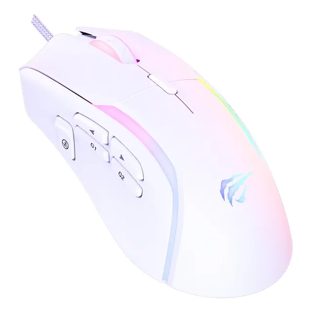 Mouse Gamer 9 Botones Havit Ms1033-wh 8,000 Dpi Rgb Blanco