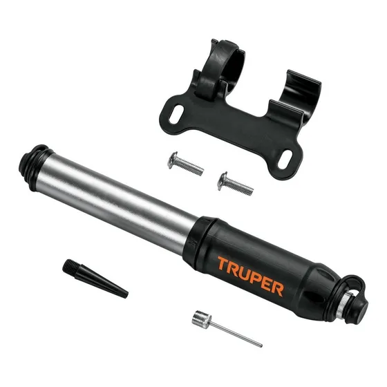 Inflador Portatil Para Bicicletas Y Pelotas 85 Psi Truper Color Negro