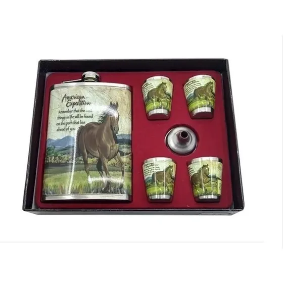 Licorera Whiskera Acero Inoxidable 9 Oz +4 Copas +embudo 401