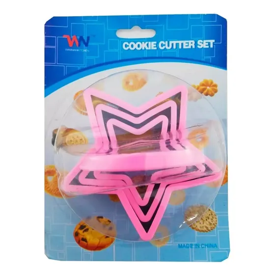 Juego 3 Cortadores Estrellas Con Mango Para Galletas Fondant