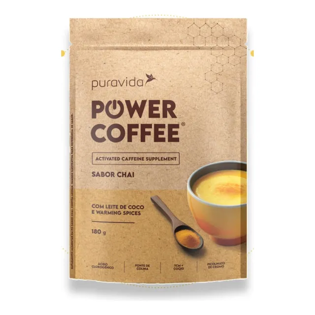 Power Coffee Refil 180g Pura Vida Sabor Chai