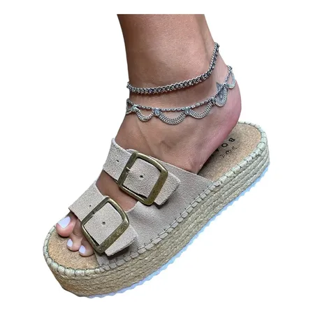 Tornozeleira Bali Pikun Boho Em Prata 925. Prateado 26 Cm