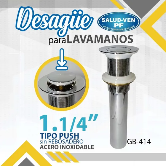 Desague Lavamanos 1.1/4  Acero Inox Sin Rebosadero / 11912