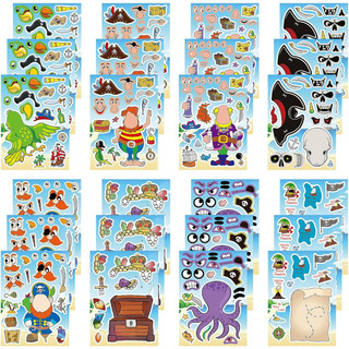 24 Hojas De Pegatinas Con Forma De Pirata Con Forma De Cara 24 Hojas De Pegatinas Con Forma De Pirata Con Forma De Cara