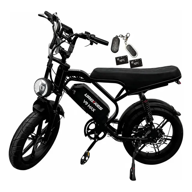 Bicicleta Bike Eletrica V9 Max 1000w 48km Freio Hidraulico Preto
