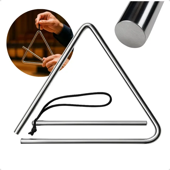 Triangulo Musical Alumínio Cromado Profissional Forro Xote 30cm 10mm Espessura Com Batedor Instrumento Musical Resistente Zaidans