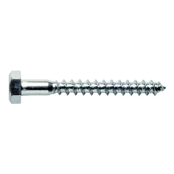 100u Tornillo Tirafondo Cabeza Hexagonal Zincado De 3/16 X 2-1/2 - Para Llave De 10mm O 3/8 - Hierro Sae 1010