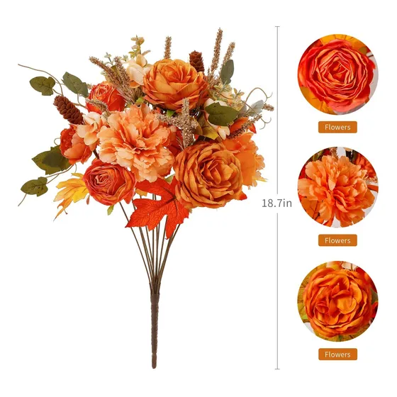 Misspin 2 Flor Artificial Otoño Ramo Para Boda Centro