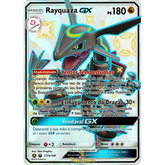 Carta Pokémon Rayquaza Gx 177a/168 Shiny Português Original