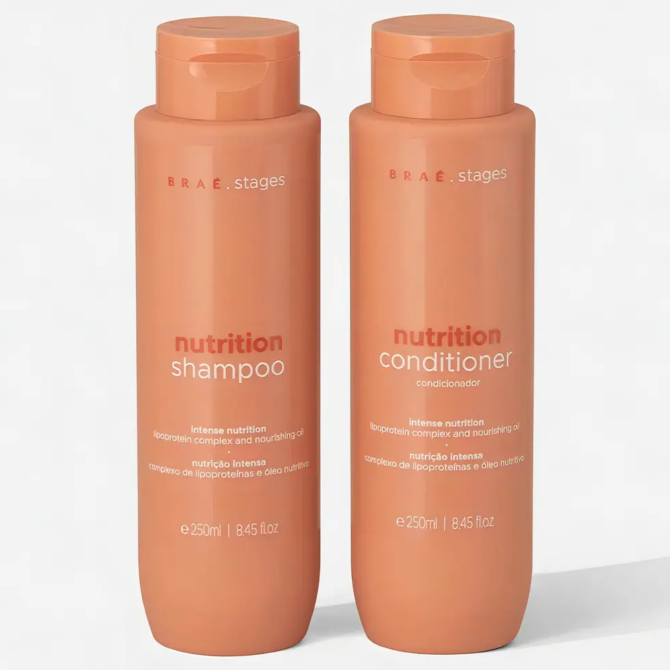 Kit Braé Stages Nutrição: Shampoo e Condicionador para Cabelos Ressecados e sem Vida Kit Braé Stages Nutrição: Shampoo e Condicionador para Cabelos Ressecados e sem Vida