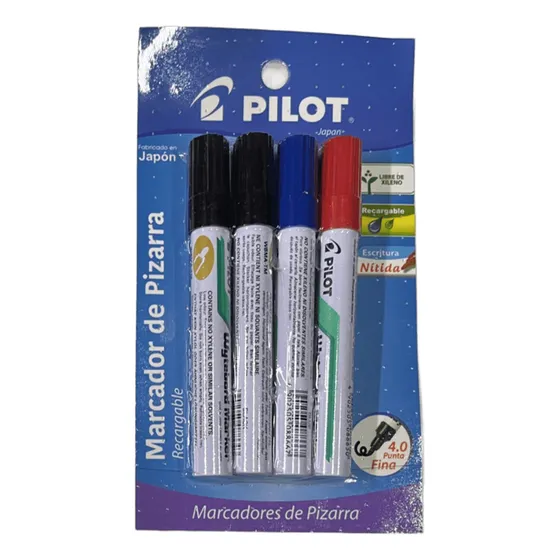 Pack 4 Plumones Marcadores Pizarra Pilot  Recargable