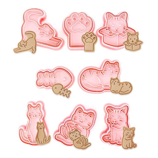 Cortadores De Galletas Gatos Texturizadores 8pzas Cortadores De Galletas Gatos Texturizadores 8pzas