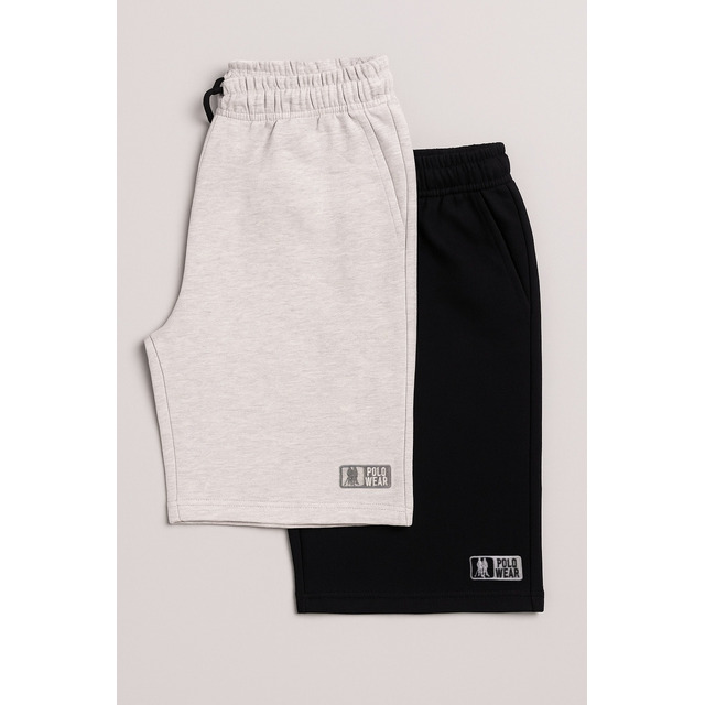 Kit 2 Bermudas Moletom Masculina Polo Wear Sortido