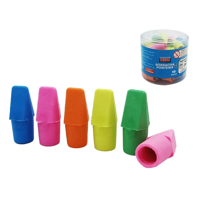 Borracha Ponteira Lápis Escolar Cores Neon Kaz 48 Unidades